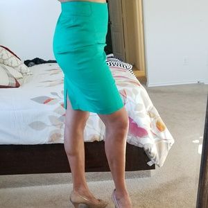 Teal green pencil skirt